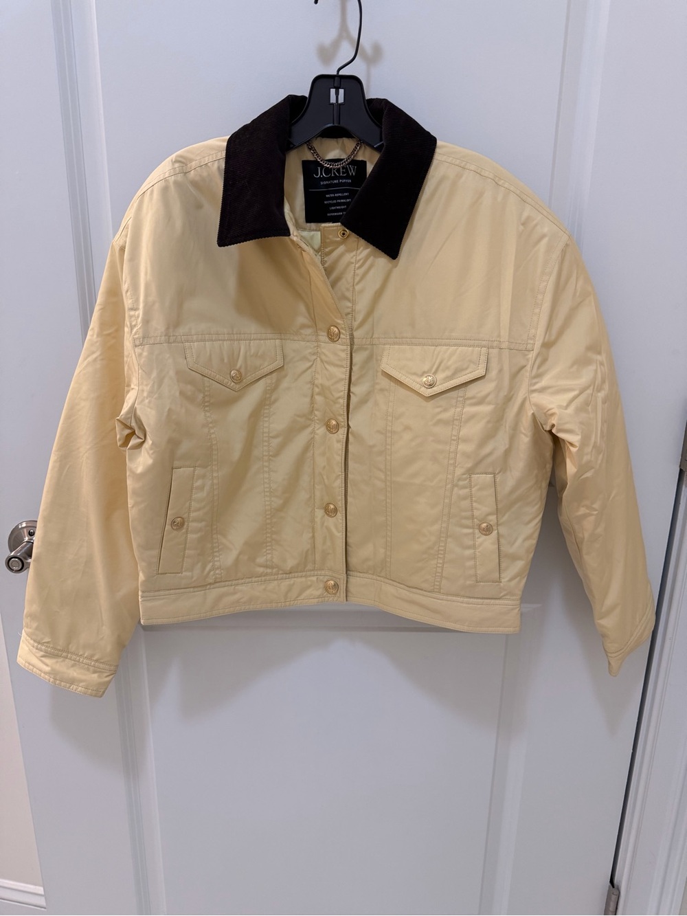 NWOT J. Crew Puffer Trucker Jacket, Size SM